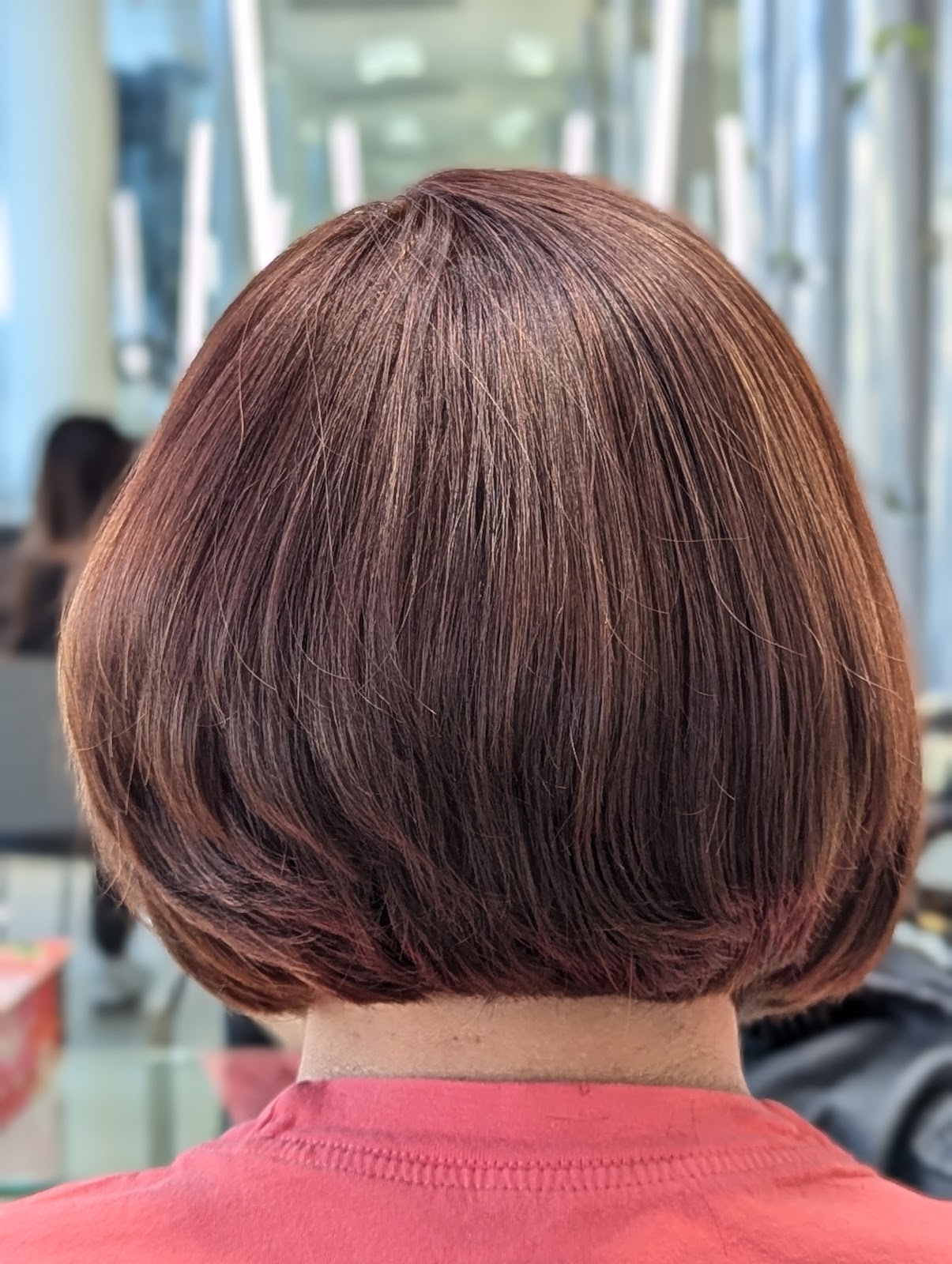 Japanese hair straightening result at Russ's Salon